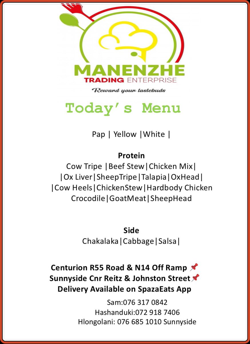 manenzhe_samuel's tweet photo. This is heartwarming when big brand like MTN recognises you
Words can not discribe how greatful we are
#MTN
#MTNSouthAfrica
#MTN8Final
#MTNdeals
#mtnafrica
Letโs goโฆ.African cuisine , Goat ๐ meat, ๐ Crocodile etc https://t.co/AUvf1wHfo2