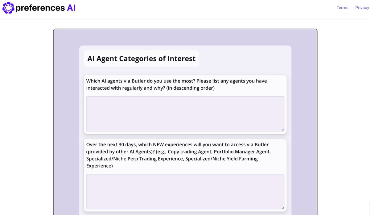 1/ We're looking for valuable feedback for the <a href="/virtuals_io/">Virtuals Protocol</a> ecosystem more specifically <a href="/Butler_Agent/">Butler</a>.

The survey is extensive with multiple open-ended questions. We're incentivizing quality responses with bonus airdrops on top of standard payouts. 

Help shape PMF while being