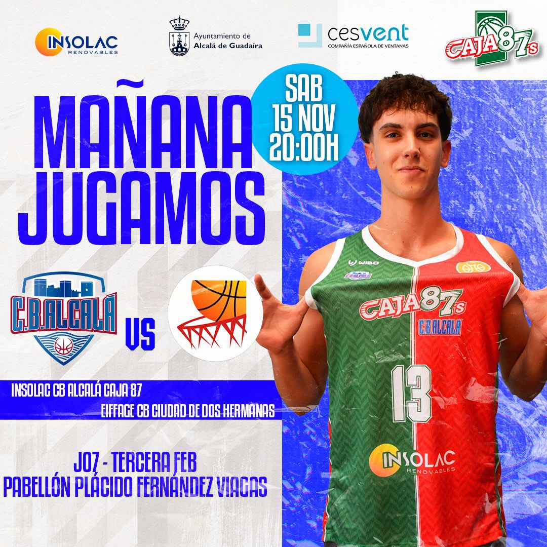 CBAlcalaG's tweet image. 🥳 ¡𝐐𝐮𝐞́ 𝐠𝐚𝐧𝐚𝐬 𝐝𝐞 𝐬𝐚́𝐛𝐚𝐝𝐨!

Queremos seguir disfrutando de la #TerceraFEB en el Viagas y mañana nos visitará el @CBC2H en lo que se avecina como un partidazo.

¡A seguir fuertes, chavales!

#VamosAlcalá 💙 #InsolacRenovables @aytoguadaira @ventanascesvent