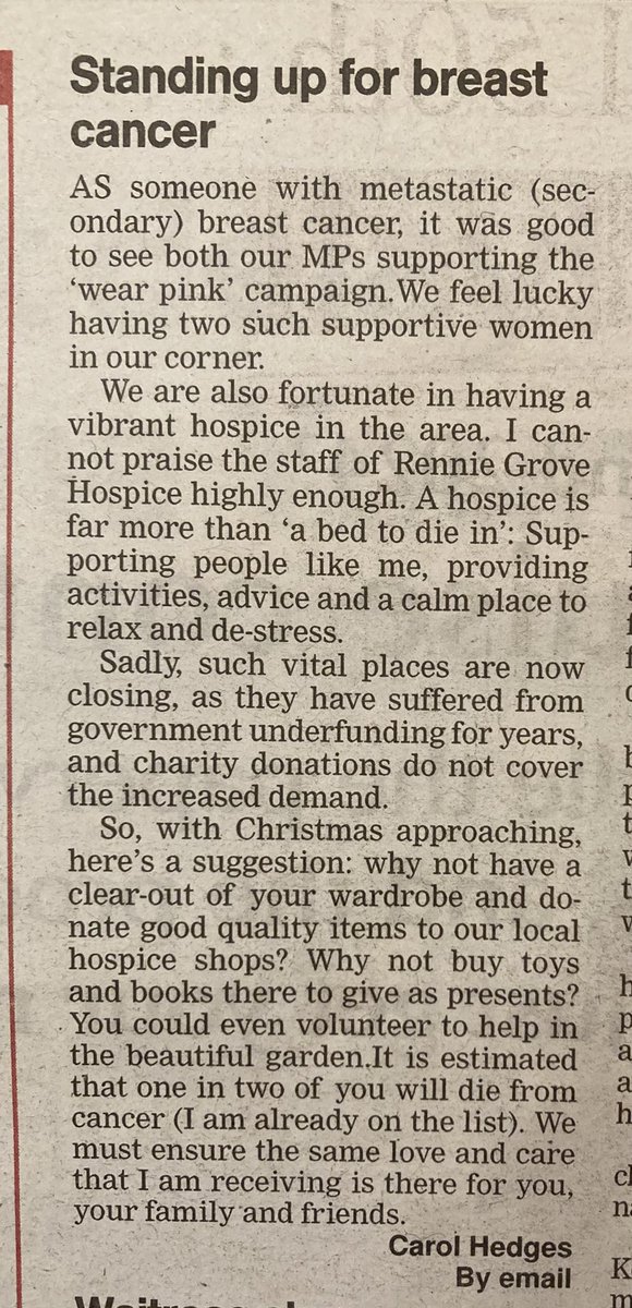 😷😷😷😷😷😷😷😷
LETTER in local paper

cc <a href="/doctor_oxford/">Dr Rachel Clarke</a> <a href="/rgphospice/">Rennie Grove Peace Hospice Care</a> 

#hospice #cancer