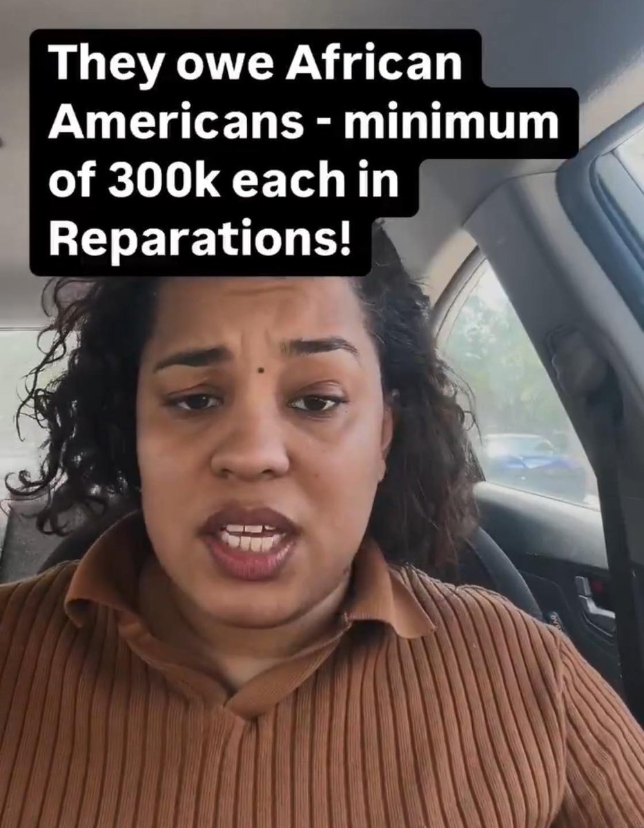This Liberal woman says every black person in America is owed $300k in reparations: “I don’t care how they get the money, that’s not my problem. I just want my money. A debt is owed.”

Thoughts?
