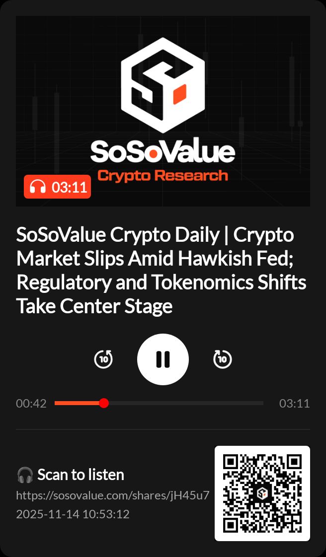 SoSoValue Crypto Daily | Crypto Market Slips Amid Hawkish Fed; Regulatory and Tokenomics Shifts Take Center Stage
🎧 Tap to listen｜Catch up on key market shifts and what’s really driving them
sosovalue.com/shares/jH45u7