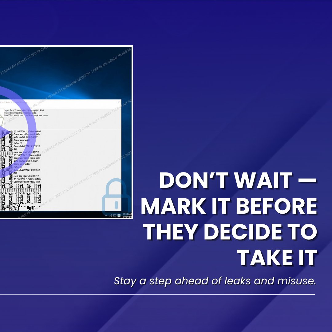 3RInfotech's tweet image. 𝗠𝗮𝗿𝗸 𝘆𝗼𝘂𝗿 𝘀𝗰𝗿𝗲𝗲𝗻, 𝗸𝗲𝗲𝗽 𝗰𝗼𝗻𝘁𝗿𝗼𝗹. 

With xSecuritas, every screenshot, share, or repost traces back to you. Protect your identity, creativity &amp;amp; ownership in a fast-moving world.

#3RInfotech #DigitalWatermarking #ScreenShield
