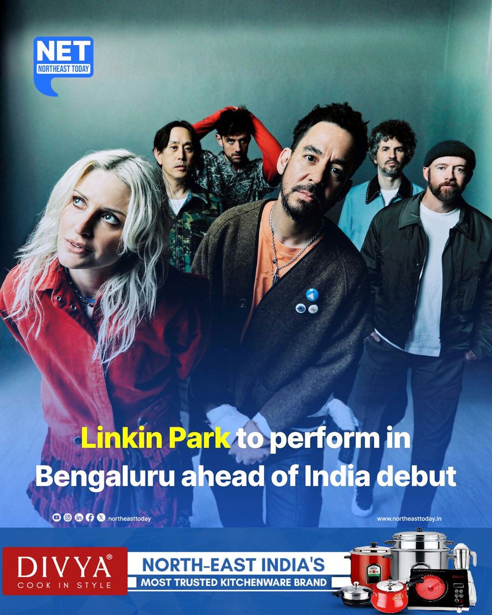 NortheastToday's tweet image. #NetSnippet | American rock band Linkin Park will perform a standalone concert in Bengaluru on January 23, 2026, as part of their global ‘From Zero’ World Tour. The show comes just days before the band headlines Lollapalooza India, marking their first live appearance in India in…