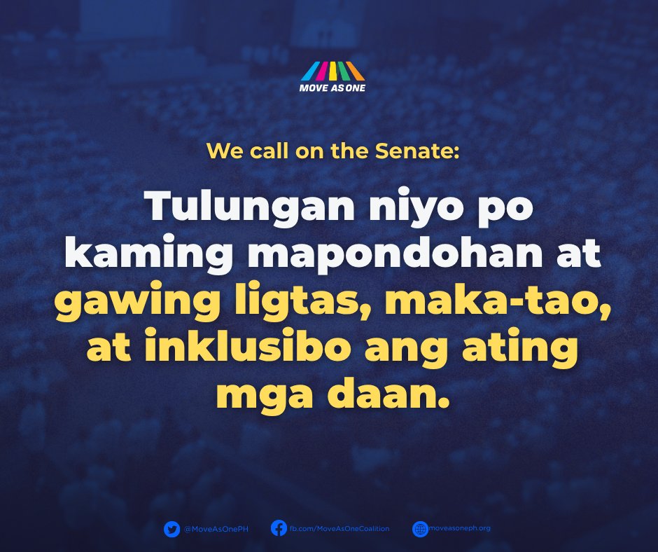 MoveAsOnePH's tweet image. The Senate Budget Committee Reports are out — and commuters are still left behind.

Road safety: zero.
Active transport: underfunded.
Service contracting: zero.
As plenary debates begin, we call on senators to fund mobility that is safe, humane, and inclusive for all.
#MoveAsOne