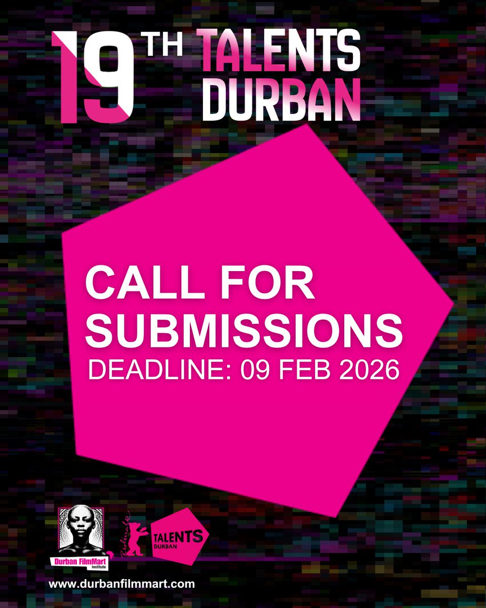 TalentsDurban's tweet image. 🎬 OPEN CALL: Talents Durban 2026

Submissions are open for the 19th edition of Talents Durban, DFMI’s talent development programme in partnership with Berlinale.

Deadline: 09 Feb 2026

Don’t miss your chance—apply today! 

👉durbanfilmmart.co.za/talents-durban…

#TalentsDurban #DFMI