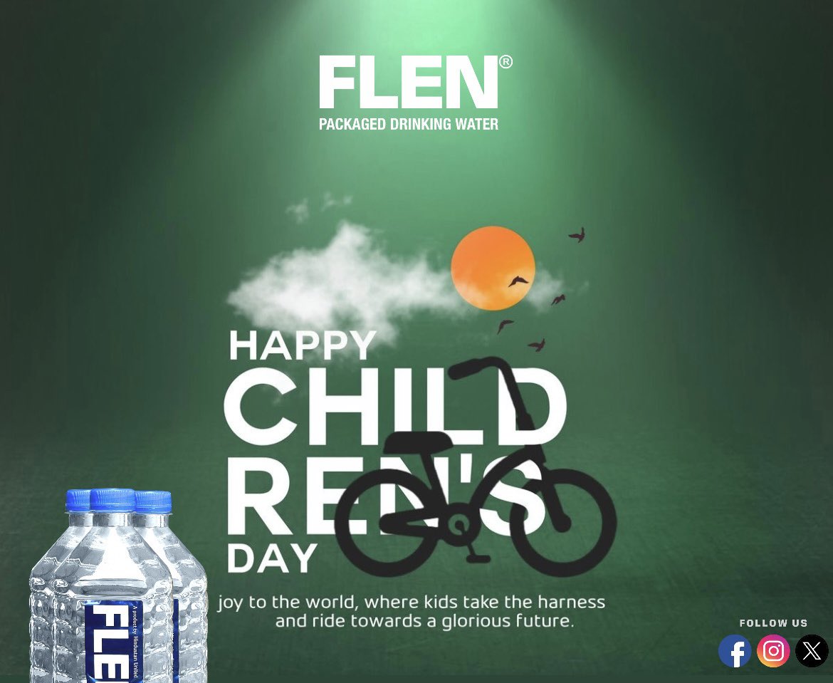 FLENINDIA's tweet photo. Healthy habits start small. Happy Children’s Day from Flen Water .
#flenwater #flen #hindustanunited #beverage #fmcg #essential #brand #trendingbrand #repost #childrenday #indian #india #LittleChampions #FutureStars #KidsOfInstagram #InstaKids #InstaViral #ExplorePage #reelsviral https://t.co/Vii9X2Zcjf