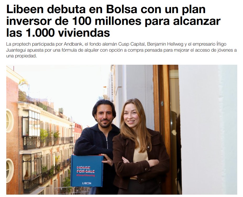 Portfolio_SE's tweet photo. Welcome @Libeen_es #SmartHousing!

The #23 company to join Portfolio Stock Exchange, bringing us past +€2,000MM listed on our next-generation market.

They expect to raise and invest more than €100,000,000 and reach 1,000 homes by 2026.
https://t.co/DfoS0RzOnW https://t.co/dZtwtnCaQH