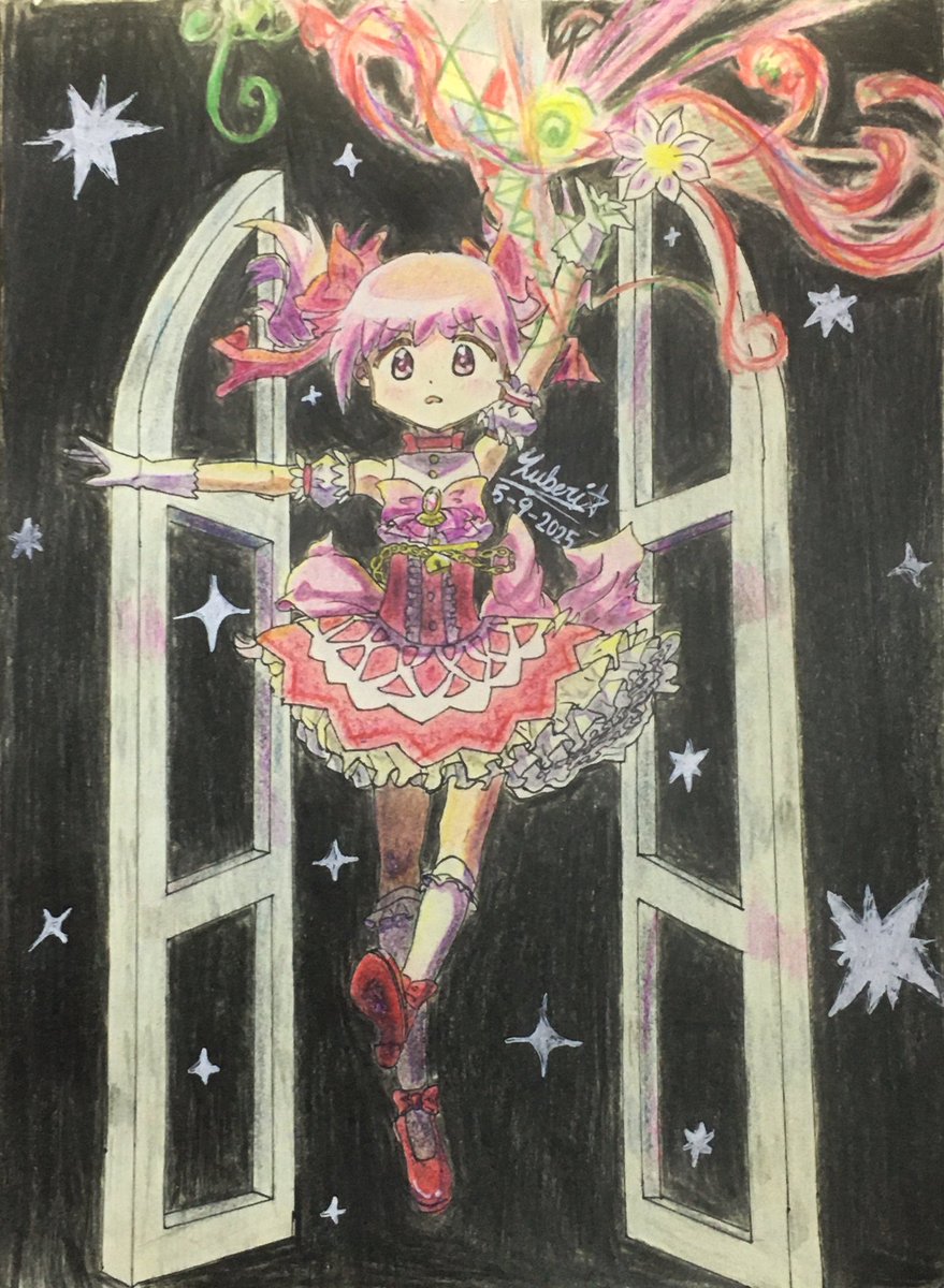 #絵柄が好みって人にフォローされたい #魔法少女まどかマギカ #一次創作 
これでフォロワー3桁ですよ？
こんな自由気ままなペースで描いててもフォローしたりいいねしてくれる人がいて嬉しいです！