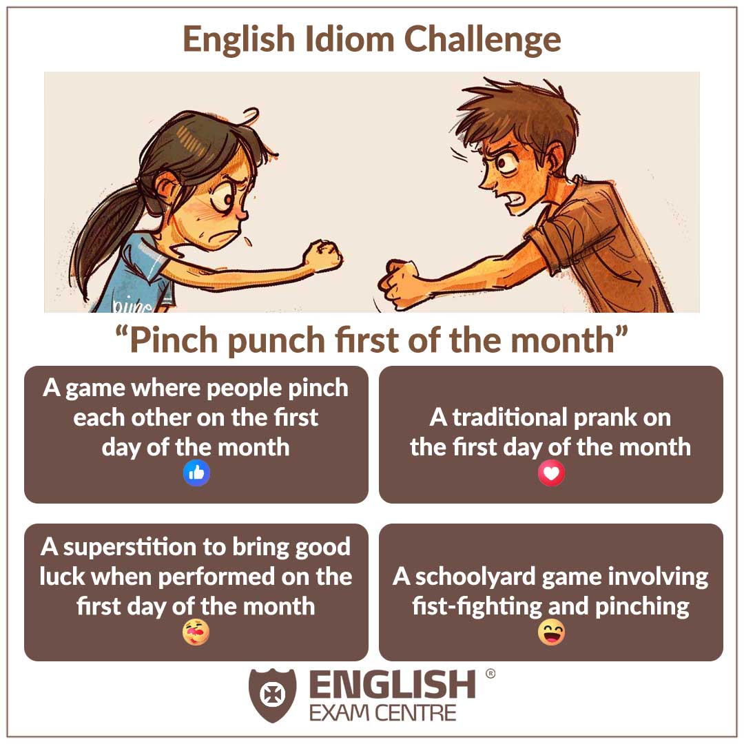 EngExamCentre's tweet image. How well do you know your English idioms? ?? Test your knowledge with our fun language challenge! ???? Use the correct emoji to vote for your answer. ?? #LanguageChallenge #EnglishExpressions #TestYourKnowledge