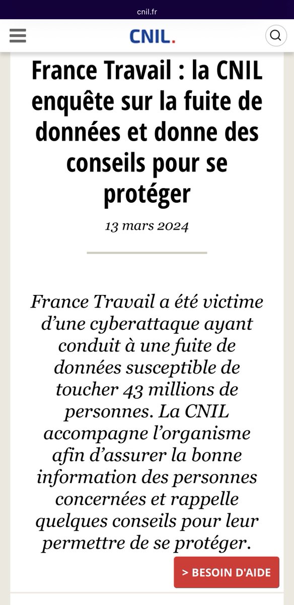 Déjà, sécurisez les données personnelles des bénéficiaires 😐 cnil.fr/fr/france-trav…