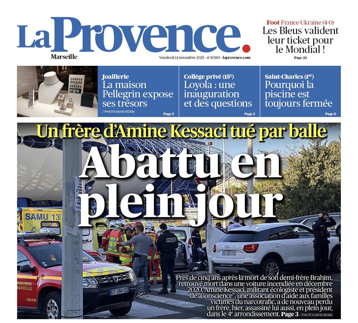 À Marseille, on assassine en plein jour et dans une rue passante, aux portes de l’Hôtel du département.

Voilà la France, voilà Marseille en 2025.

J'adresse mes sincères condoléances à M. Kessaci et sa famille.