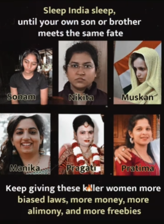 ShoneeKapoor's tweet photo. India keeps ignoring the rising list of women who murdered, abused or destroyed men — and still claims “men can’t be victims.”

Keep cheering biased laws… until the next dead body is someone from your own home.

#MensRights #MenAreVictimsToo #StopMaleAbuse #MenDeserveJustice #StopMisuseOfLaws