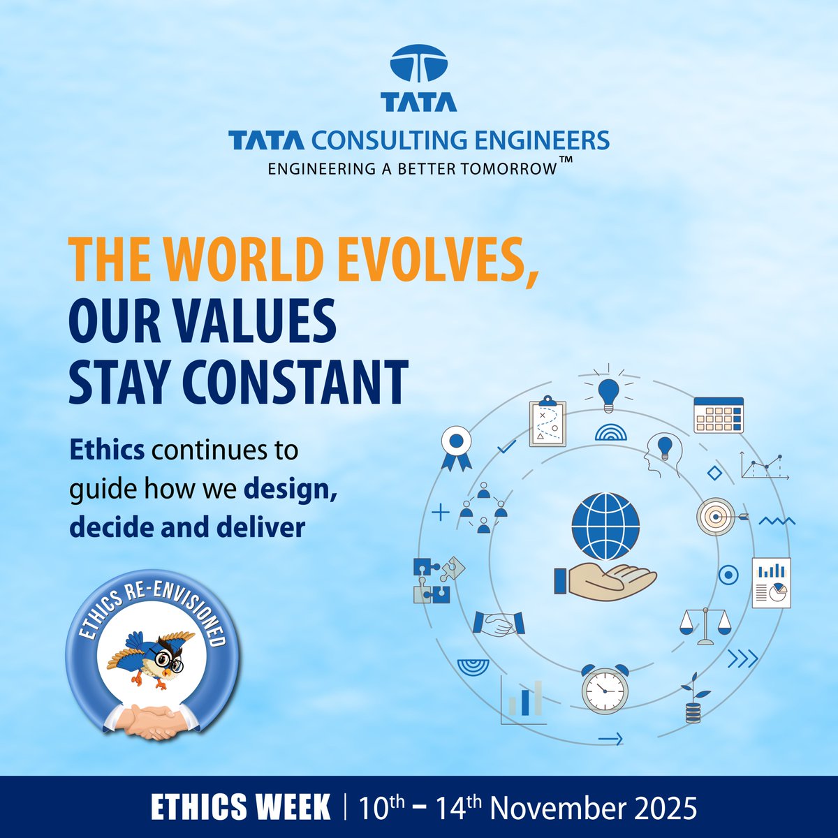 TCEConnect's tweet image. As #EthicsWeek comes to a close, our belief remains the same: doing what is right is never seasonal.

For more than sixty years, Tata Consulting Engineers (#TCE) has created solutions that balance progress with responsibility. Our engineering has changed with time, our technology…