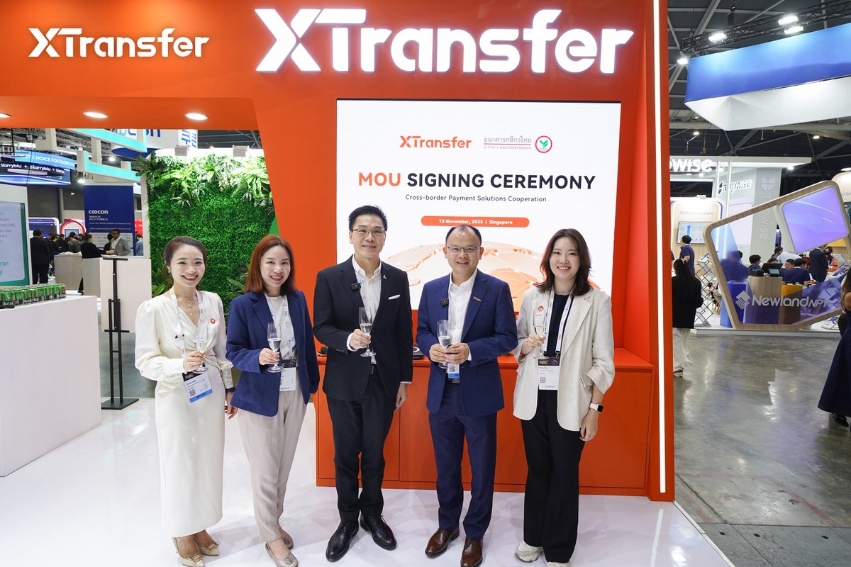 XTransferGlobal's tweet image. #XTransfer &amp;amp; #KBank Team Up to Boost Turbocharge International Trade Across ASEAN!🤝

Signed at #SFF2025 by XTransfer CEO Bill Deng and KBank EVP Dr. Karin Boonlertvanich, this partnership will provide one-stop global payment solutions to empower SMEs in key ASEAN markets.💼🌏