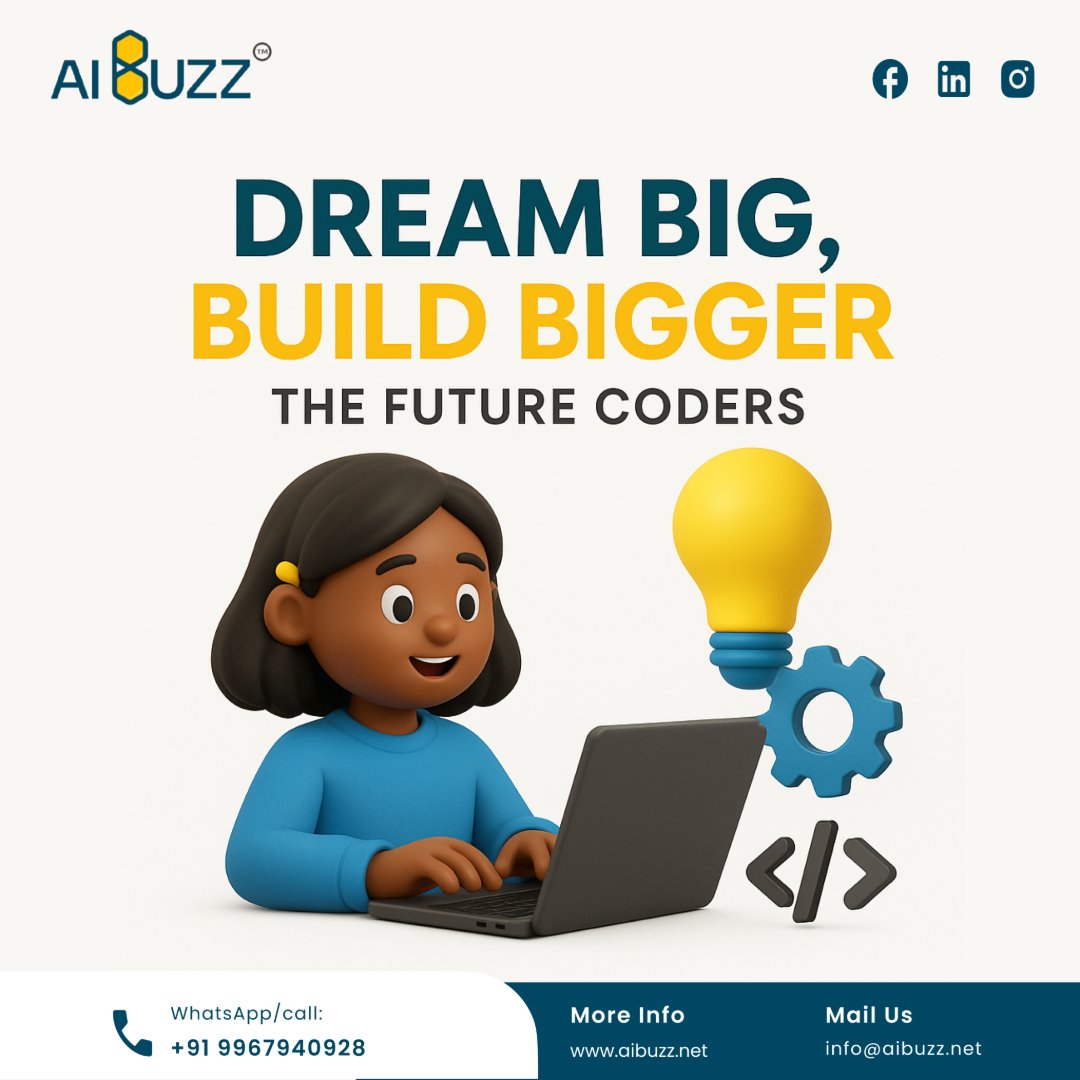 aibuzz_tech's tweet image. Every great innovation starts with a dream.
Tomorrow’s tech leaders are coding their future today.
AIBuzz is here to empower the next generation of creators. 💡✨
📞 Contact: 919967940928
🌐 Visit: aibuzz.net
📩 Mail: info@aibuzz.net
#FutureCoders #AIBuzz