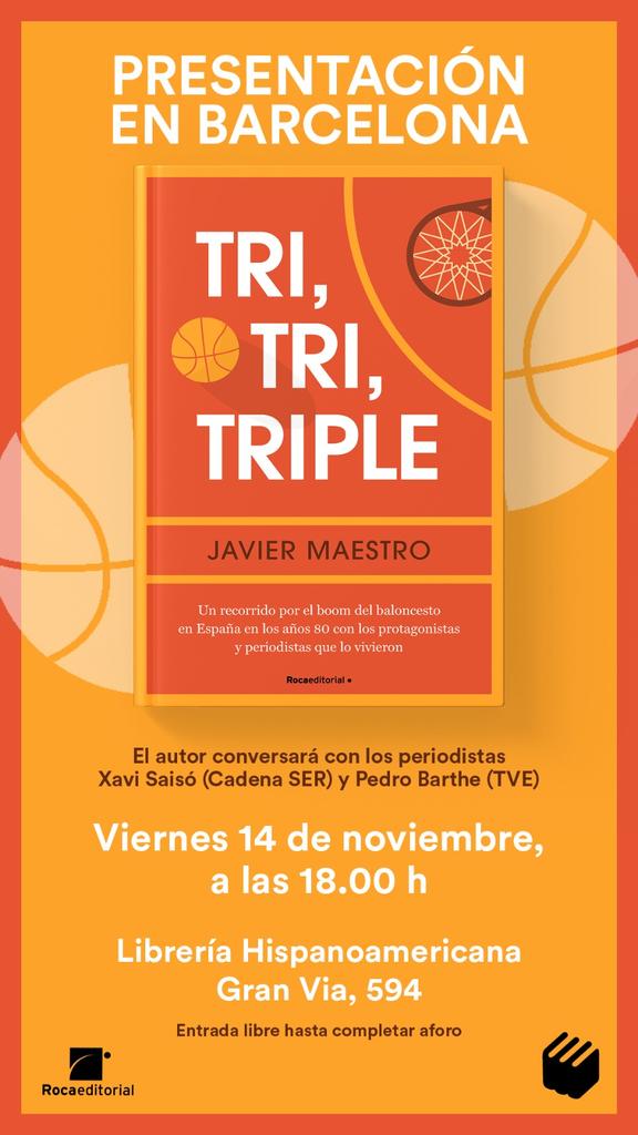 Esta tarde, presentación del libro en Barcelona abierta a nuestros lectores y aficionados en general 
➡️encestando.es/manana-present…