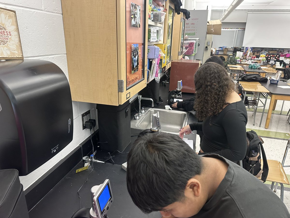 Candice0176's tweet image. Microscope work continues as we make our own wet mount slides - the infamous “e” and onion - next up cheek cell. #scienceisfun