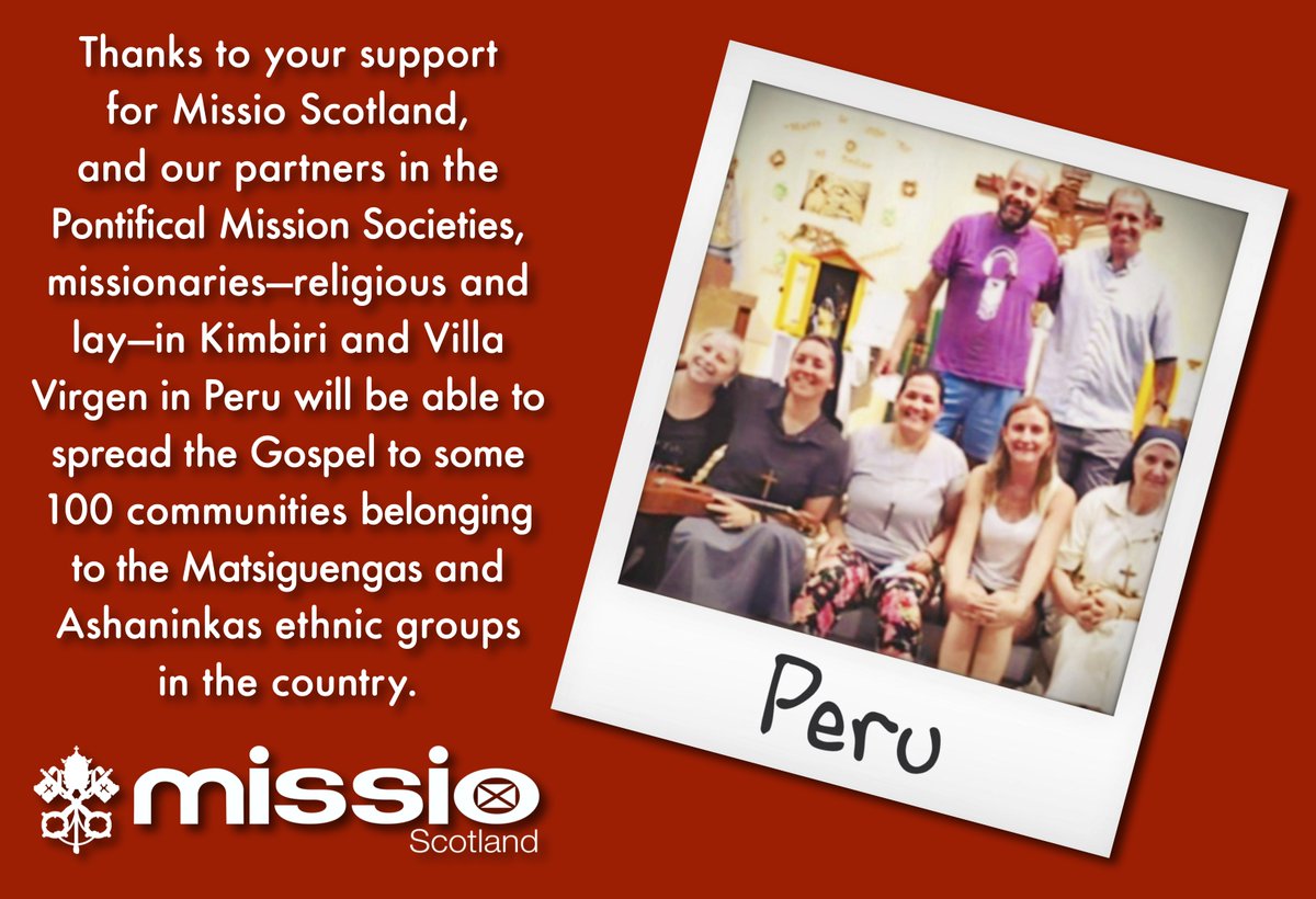 Thanks to your support for Missio Scotland, and our PMS partners, missionaries will be able to spread the Gospel in remote areas of Peru!

#MissiosFridayFacts 

<a href="/BishopsScotland/">BCoS</a> <a href="/john_bishopjohn/">Bishop John</a> <a href="/MillHillmission/">Mill Hill Missionaries</a> <a href="/CarfinSpiritans/">Carfin Spiritans</a> <a href="/RCArgyllIsles/">RC Argyll-Isles</a> <a href="/BeingCatholicTV/">Being Catholic TV</a> <a href="/SCESDirector/">SCES</a>