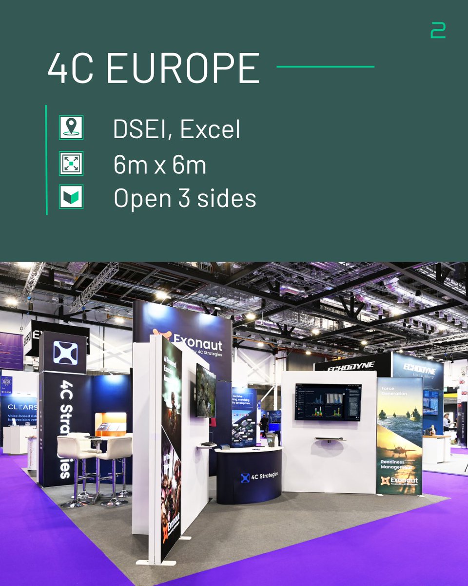 Quadrant2Design's tweet image. Open 6m x 6m peninsula #exhibition stand for 4C Europe UK at DSEI 2025. The stand includes:
- ⬆️High Level Branding
- 💡Illuminated Showcases for product display
- 💡Backlit Graphics
- 📺AV display with floating shelf
- 🖥 Branded Counter
- 📦Storage Space.

What makes it stand…