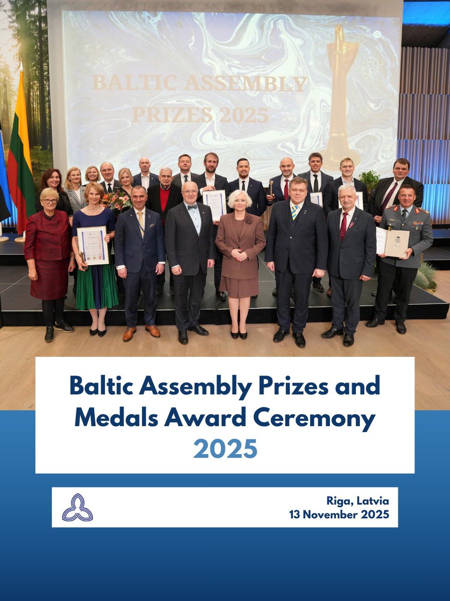 AssemblyBaltic's tweet image. ✨On 13 November 2025, the Baltic Assembly Prizes and Medals Award Ceremony took place at the Brothers Kokari Hall, Mežaparks Grand Bandstand in Riga, Latvia. 

Read more here: baltasam.org/Prizes_Awards_…

Photos: Reinis Inkēns

#balticassembly #BA #balticstates #baltic