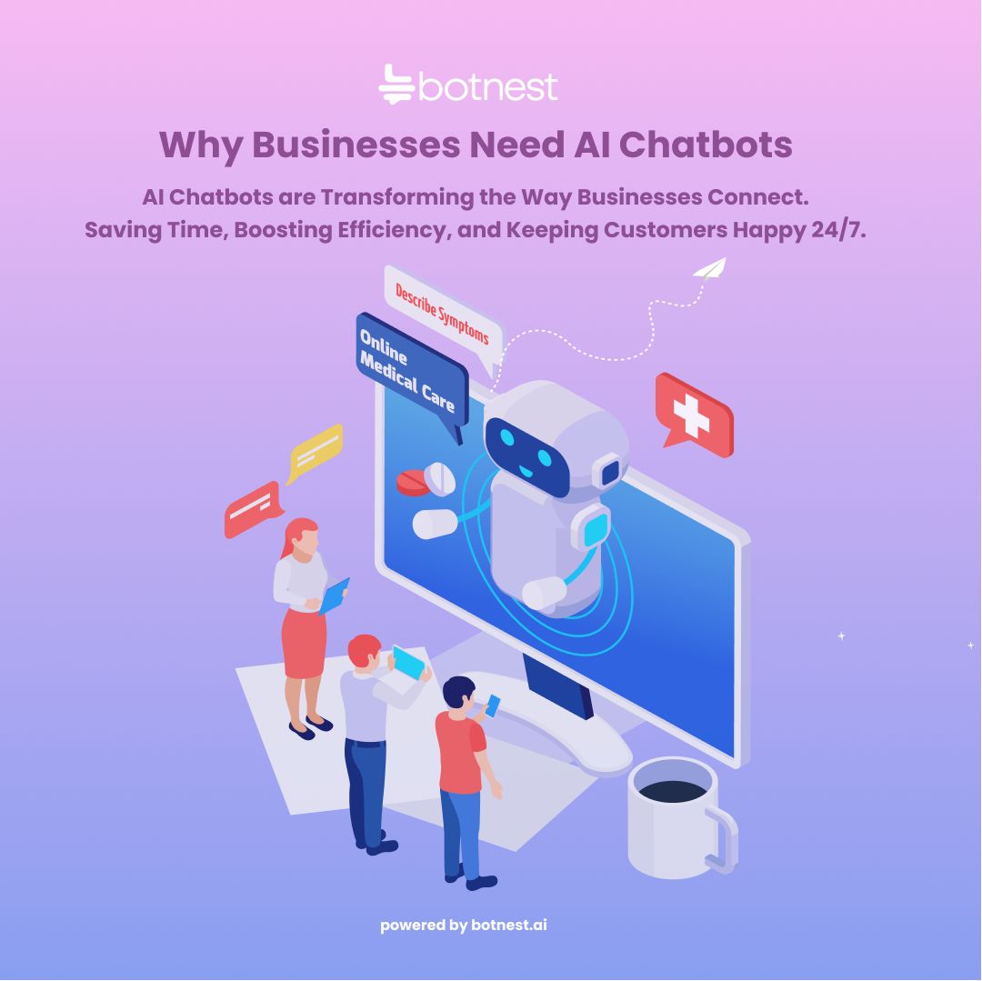 botnest_ai's tweet image. Did you know? Chatbots can boost engagement by 80% and save hours of work daily. With BotNest, your bot isn’t just smart, it’s business-smart.

#AIForBusiness #SmartAutomation #BotNestAI