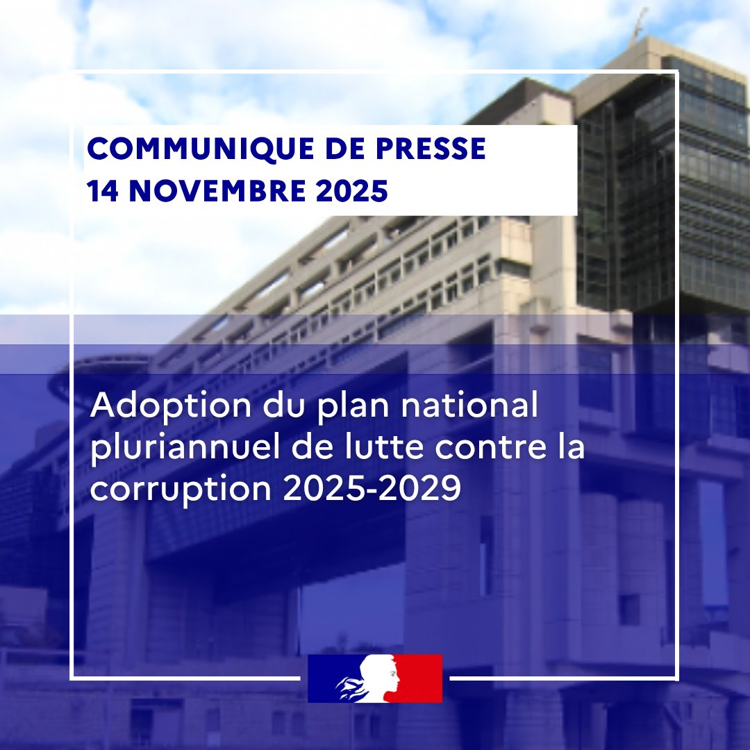 🔴 Adopté par le <a href="/gouvernementFR/">Gouvernement</a> , le deuxième plan pluriannuel couvrant la période 2025-2029, fixe les priorités de l’État pour faire face aux risques spécifiques engendrés par la corruption.

Pour + d'infos ➡️ presse.economie.gouv.fr/adoption-du-pl…