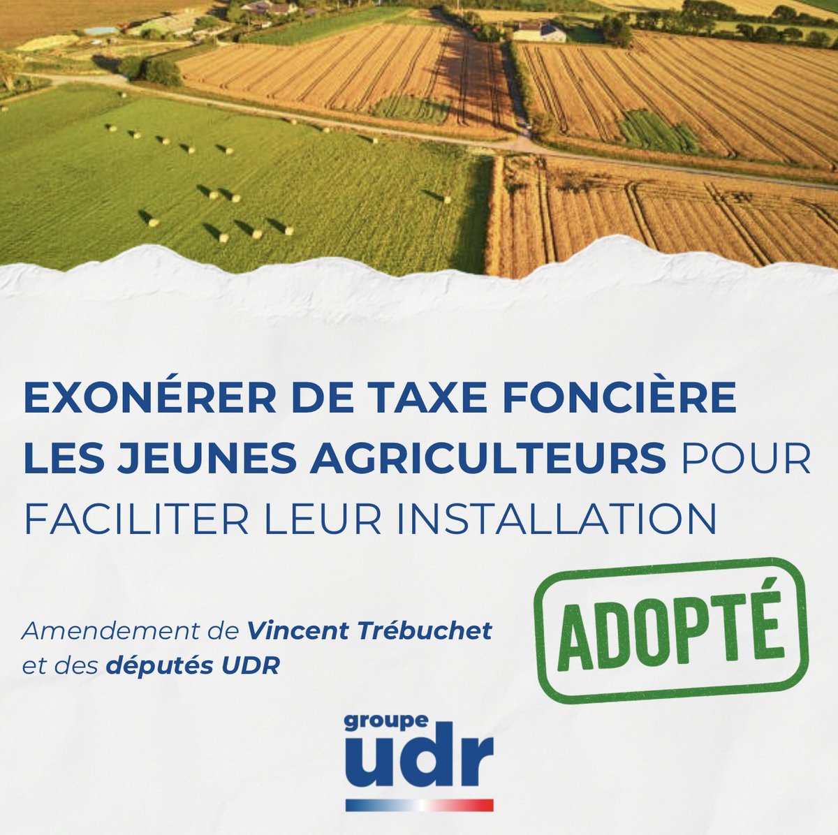 🟢 Grâce à un amendement de <a href="/Vt_Trebuchet/">Vincent Trébuchet</a>, l’exonération de taxe foncière pour les jeunes agriculteurs a été adoptée.

➡️100% la 1ère année, puis une exonération dégressive les 4 années suivantes : un soutien essentiel pour faciliter l’installation et assurer la relève agricole.