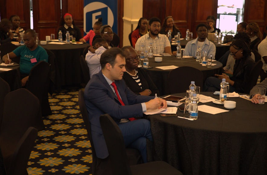FNF_Kenya's tweet photo. Nzau Musau, Snr. Project Manager @FNF_Kenya takes participants through the Q&amp;A session at the 'IT Services Cost Structures in Kenya' report launch, to help define the way forward for a sustainable and mutually beneficial partnership. #RemoteJobsAfrica #KenyaGermanyPartnership https://t.co/8SIMrVrWFE