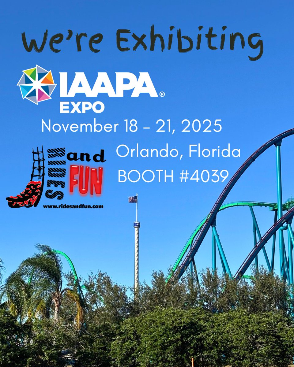 RidesandFun's tweet photo. Rides and Fun at IAAPA Expo - Booth 4039
18-21 November 2025 - OCCC Orlando , Florida

#expo #orlando #amusement #rides #familyentertainment #entertainment #florida #enjoy #ride #family #show https://t.co/PZ7aTxPglS