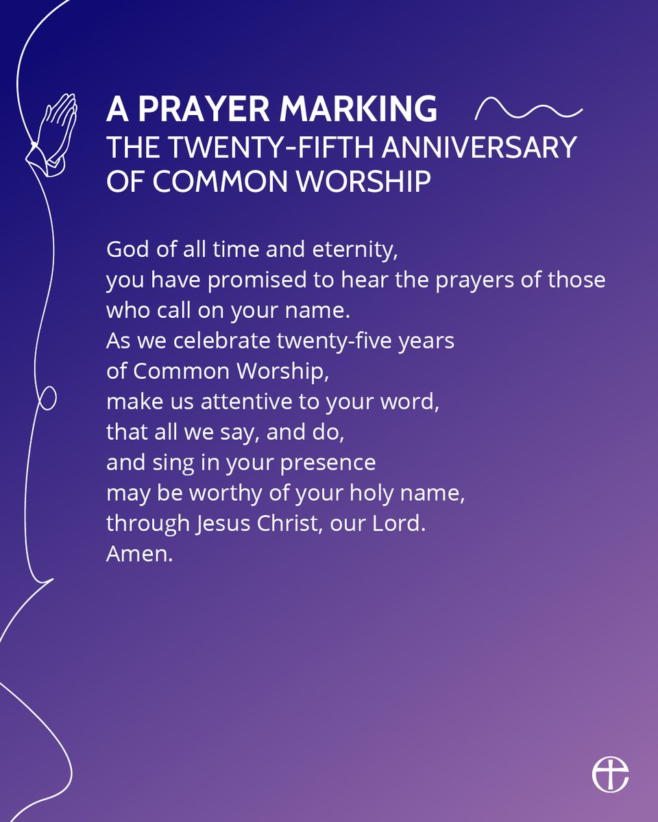 Today marks 25 years of Common Worship: Services and Prayers for the Church of England. 🙏 

Explore more of Common Worship at cofe.io/CommonWorship.