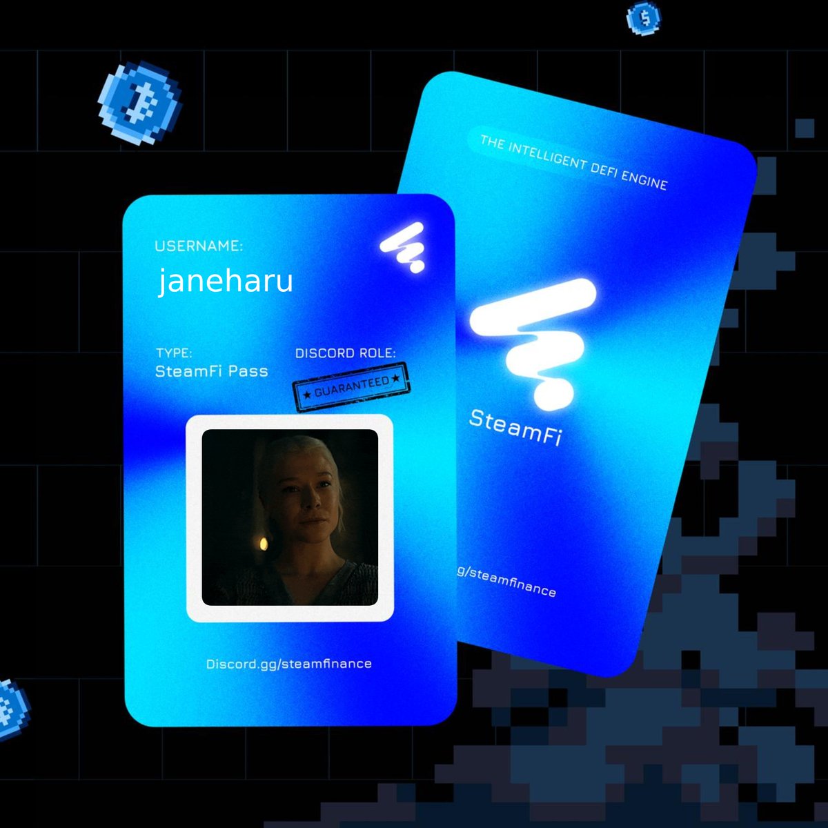 Claimed my SteamFi Pass by <a href="/SteamFinance/">SteamFi</a>.

Ready to unlock my access to the intelligent DeFi engine.

 Grab yours:

discord.gg/steamfinance