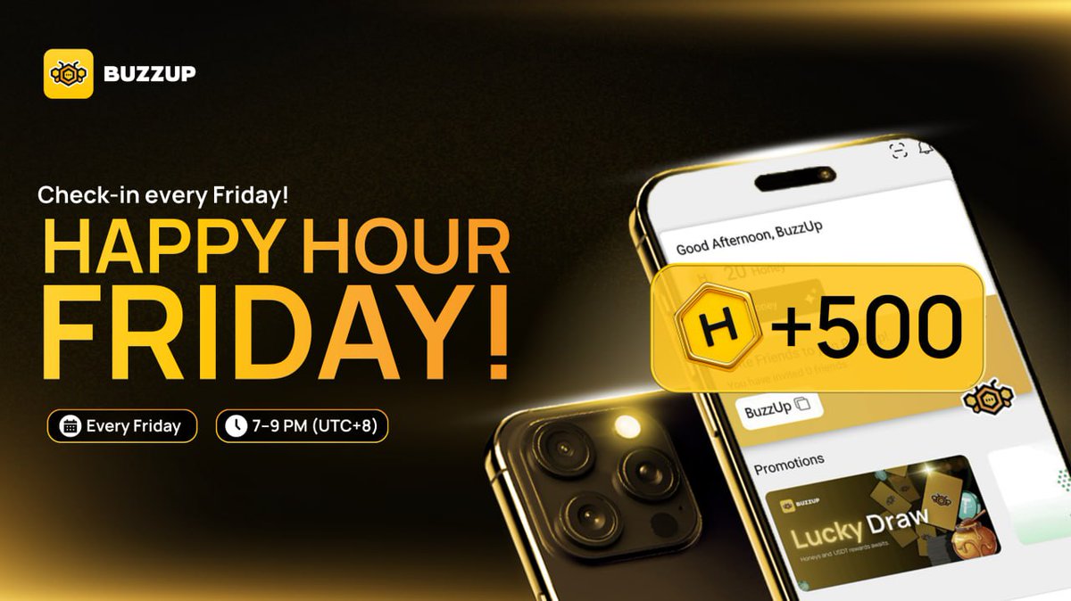 BuzzUpVN's tweet image. ⚡️ NHẬN +500 HONEY LIỀN TAY!

BuzzUp tặng ngay +500 Honey Points trong Happy Hour - không nhiệm vụ, không phiền phức 🎁🍯

🎯 Cách nhận thưởng
1️⃣ Mở BuzzUp App (7–9 PM UTC+8)
2️⃣ Nhấn Claim +500 Honey
Đừng bỏ lỡ cơ hội này! 🐝🔥
 #BuzzUp #WeeklyRewards…