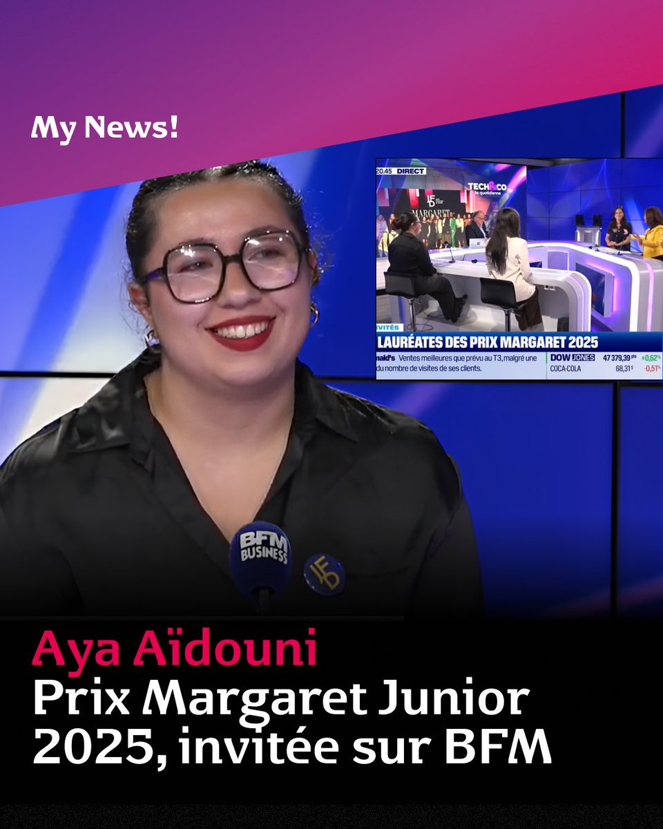 CodingEsieeIT's tweet image. ✨ Mise en avant d’Aya Aïdouni, étudiante à la Coding Factory et lauréate du Prix Margaret Junior 2025 ! 🙌
Elle était sur BFM Tech &amp;amp; Co pour parler des Françaises qui innovent dans l’IA. Regardez le replay :
🔗 bfmtv.com/economie/repla…