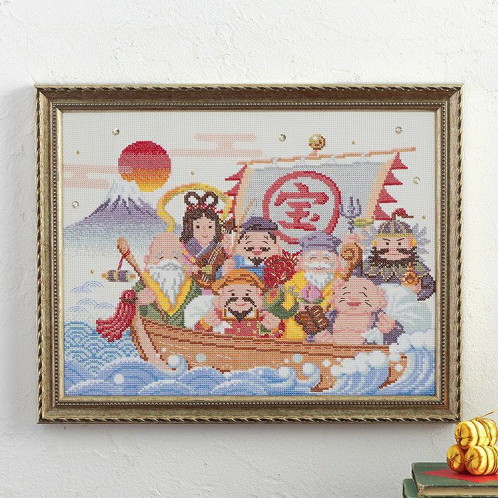 🎍 新年に福を招こう！ 🎍 クロスステッチフレーム ＜七福神のしあわせ