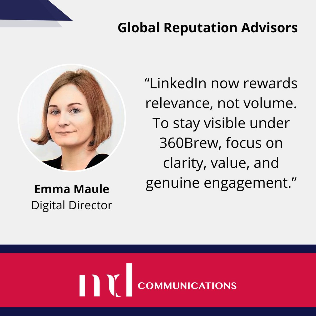 mdcomms's tweet image. 🤖 LinkedIn&apos;s new AI system #360Brew changes everything - it now rewards quality, clarity, and genuine engagement over volume.

In her latest blog, our Digital Director Emma Maule @emmaraty provides her top tips on how to stay visible.

➡️ linkedin.com/posts/md-commu…