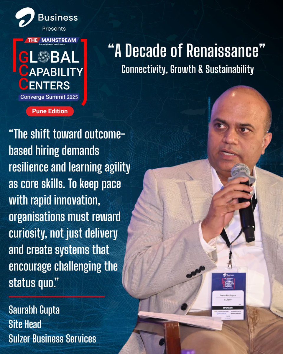 TheMainstream7's tweet image. At the Global Capability Centers Converge Summit 2025 – Pune Edition, Saurabh Gupta, Site Head of Sulzer Business Services, led an impactful panel discussion on Driving Innovation: Leveraging Digital Transformation for Competitive GCC Operations.

#TheMainstream #PuneEdition