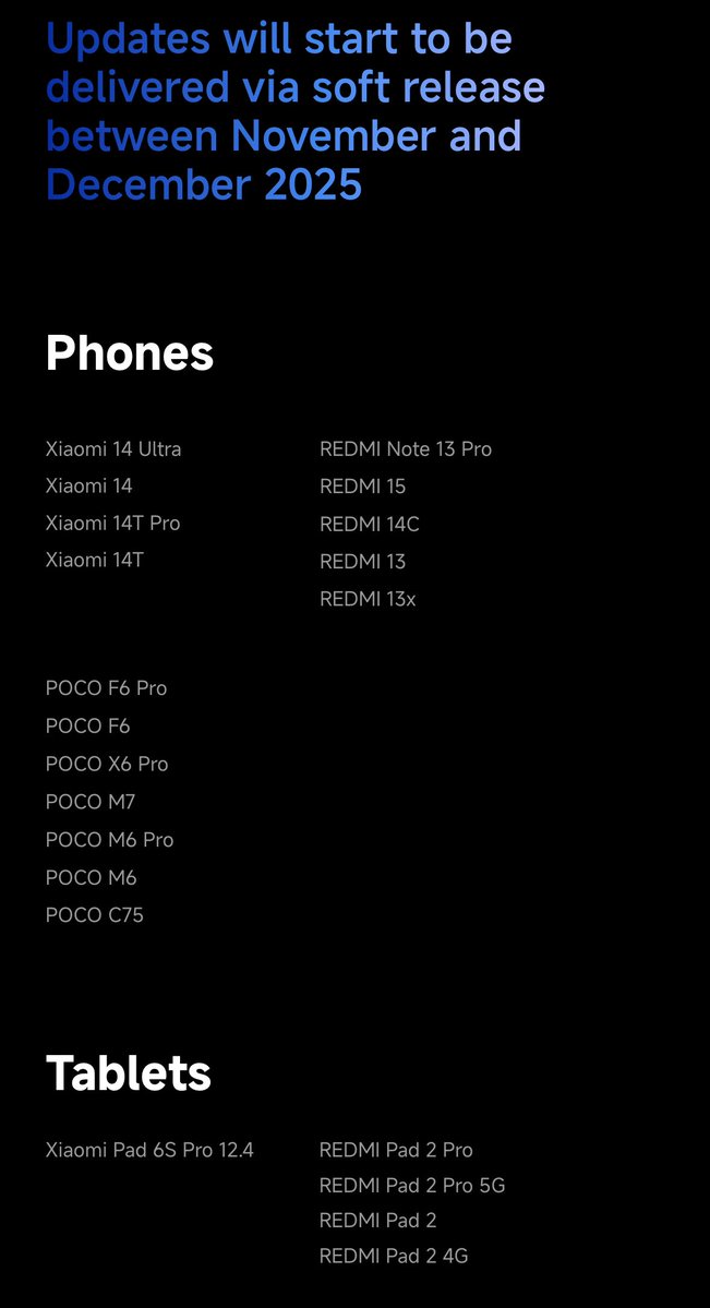 Siva_Bharani's tweet image. #HyperOS3 schedule