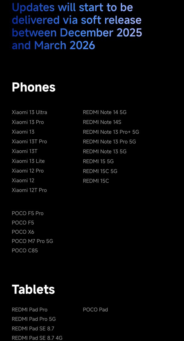 Siva_Bharani's tweet image. #HyperOS3 schedule