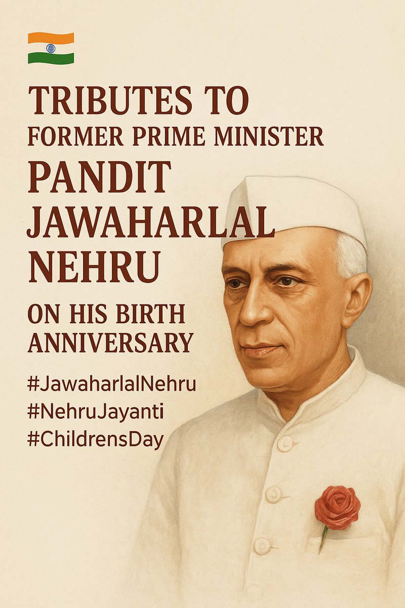 DeepakGuptaSLN's tweet image. Tributes to Pandit Jawaharlal Nehru Ji on his birth anniversary — the beloved ‘Chacha Nehru’ who believed in the power of children and education.

#ChildrensDay #NehruJayanti #ChachaNehru