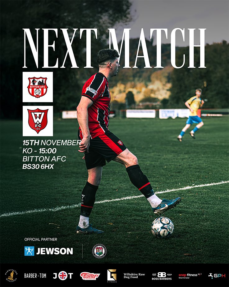 Matchday -1🤝🔴⚫️

We are on our travels to Bitton this Saturday. 

🆚 <a href="/BittonAFC/">BittonAFC©</a> 
📅 Sat 15 Nov | 🕒 Kick-Off: 3pm
📍 Bitton Sports &amp; Social BS30 6HX

We have been informed by Bitton that there is a pitch inspection due tomorrow morning
