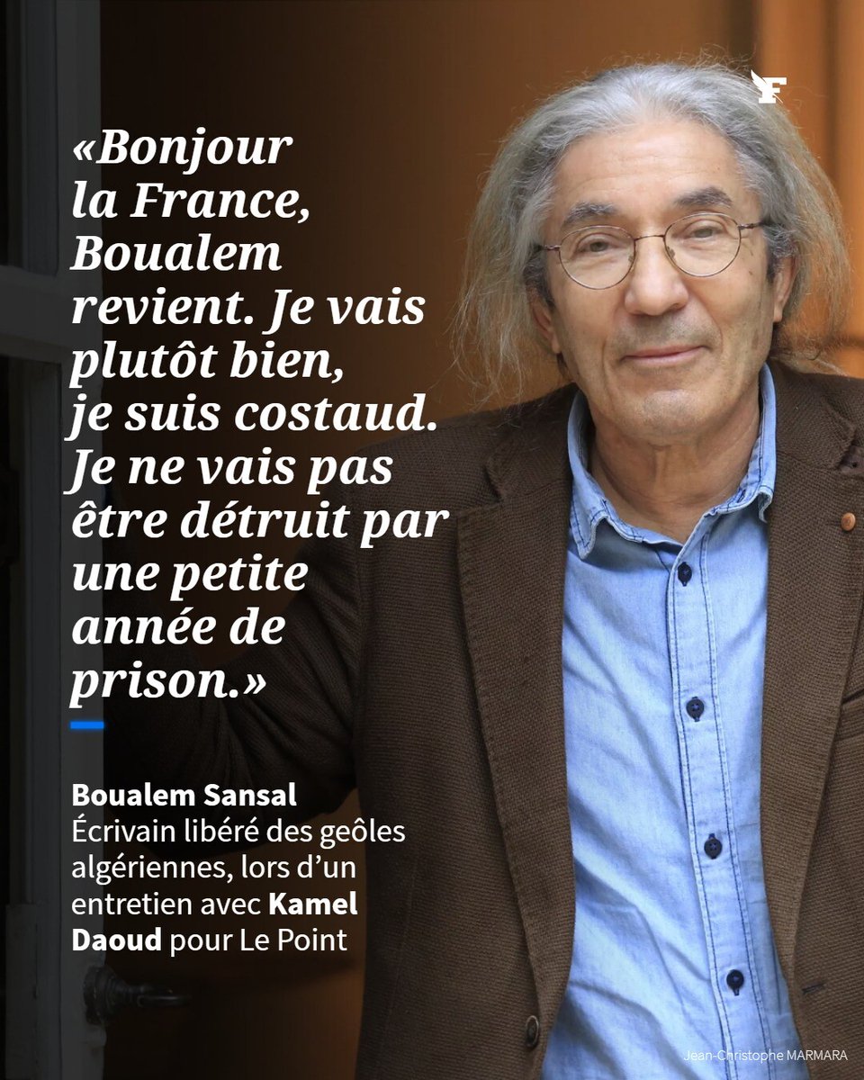 Le_Figaro's tweet image. Boualem Sansal se confie pour la première fois depuis sa libération. → l.lefigaro.fr/DI7f