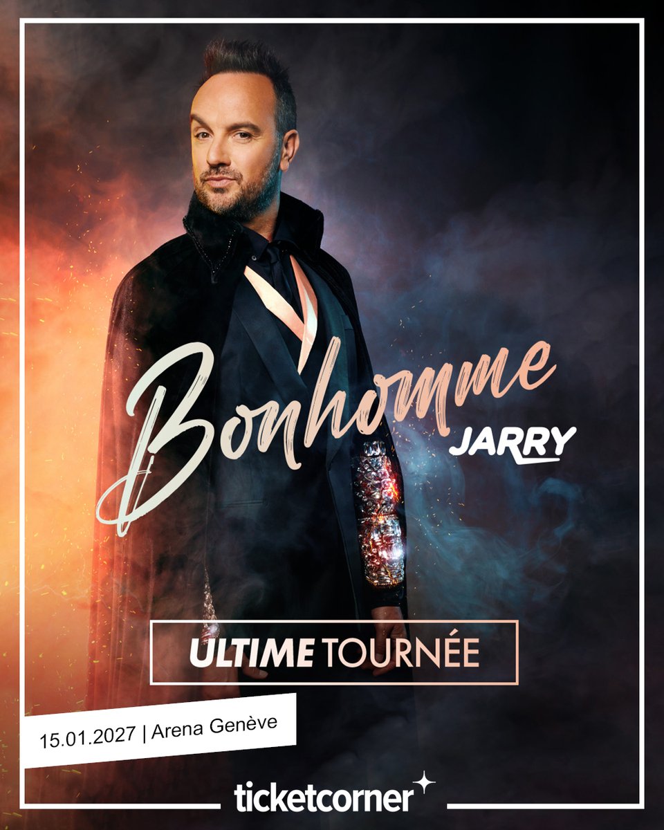 ticketcorner_R's tweet image. La première représentation du 27 mars 2026 affichant déjà quasiment complet, #Jarry reviendra à l’Arena de Genève pour une date supplémentaire le vendredi 15 janvier 2027. 
Infos et 🎫: brnw.ch/21wXu9Y ⬅️ #Ticketcorner