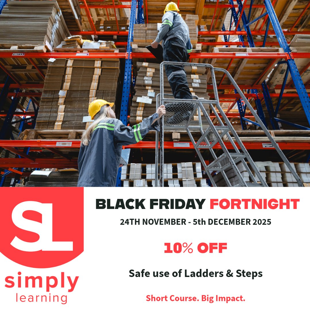 _SimplyLearning's tweet image. 🪜 Train safe this #BlackFriday!

Book Ladders &amp;amp; Steps &amp;amp; claim a free online course bundle 🎁

simply-learning.co.uk/black-friday-f… | ☎️ 0330 0948 424