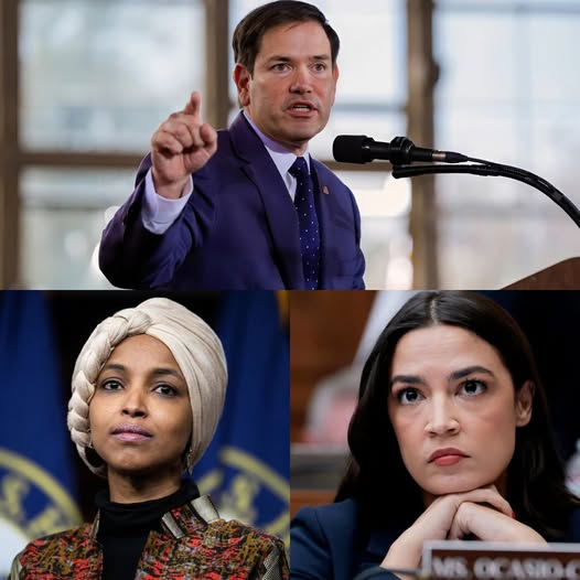 During the Senate hearing on immigration reform, Marco Rubio suddenly exploded after the statements of Ilhan Omar and AOC. He slammed the table, water splashed, his voice booming: “PICK YOUR BAGS AND