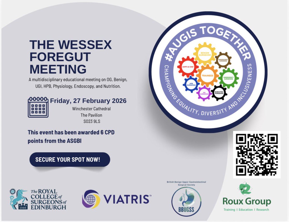 Registration for the 2026 Foregut Meeting is open!

Scan the QR below to see the programme and register. Places are limited! 

<a href="/bbugssuk/">BBUGSS - British Benign Upper GI Surgical Society</a> <a href="/Augishealth/">AUGIS</a> <a href="/ViatrisInc/">Viatris</a> <a href="/roux_group/">The Roux Group</a> <a href="/RCSEd/">The Royal College of Surgeons of Edinburgh</a>