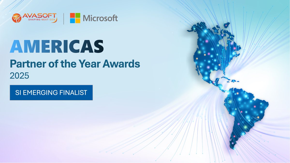 AVASOFTWARE's tweet photo. We’re excited to share that AVASOFT has been named a Finalist in the 2025 @Microsoft Americas Partner of the Year Awards – SI Emerging category.
 
This recognition reflects our continued focus on delivering AI-powered, scalable, and secure Microsoft solutions that empower organizations to accelerate their digital transformation journeys. Over the past year, we’ve worked closely with our customers to implement solutions built on Microsoft 365 Copilot, Azure OpenAI, Power Platform, and Azure AI, driving greater efficiency, innovation, and business impact.
 
Being recognized among top-performing Microsoft partners across the Americas reinforces our commitment to innovation, quality delivery, and customer success. We’re grateful to Microsoft for this acknowledgment and to our customers and partners for their trust and collaboration in making this achievement possible.

Know more: https://t.co/NsEfp2UmlJ
 
#Microsoft #POTYA2025 #MicrosoftPartners #AI #Cloud #Data #PowerPlatform #Azure #DigitalTransformation #AVASOFT