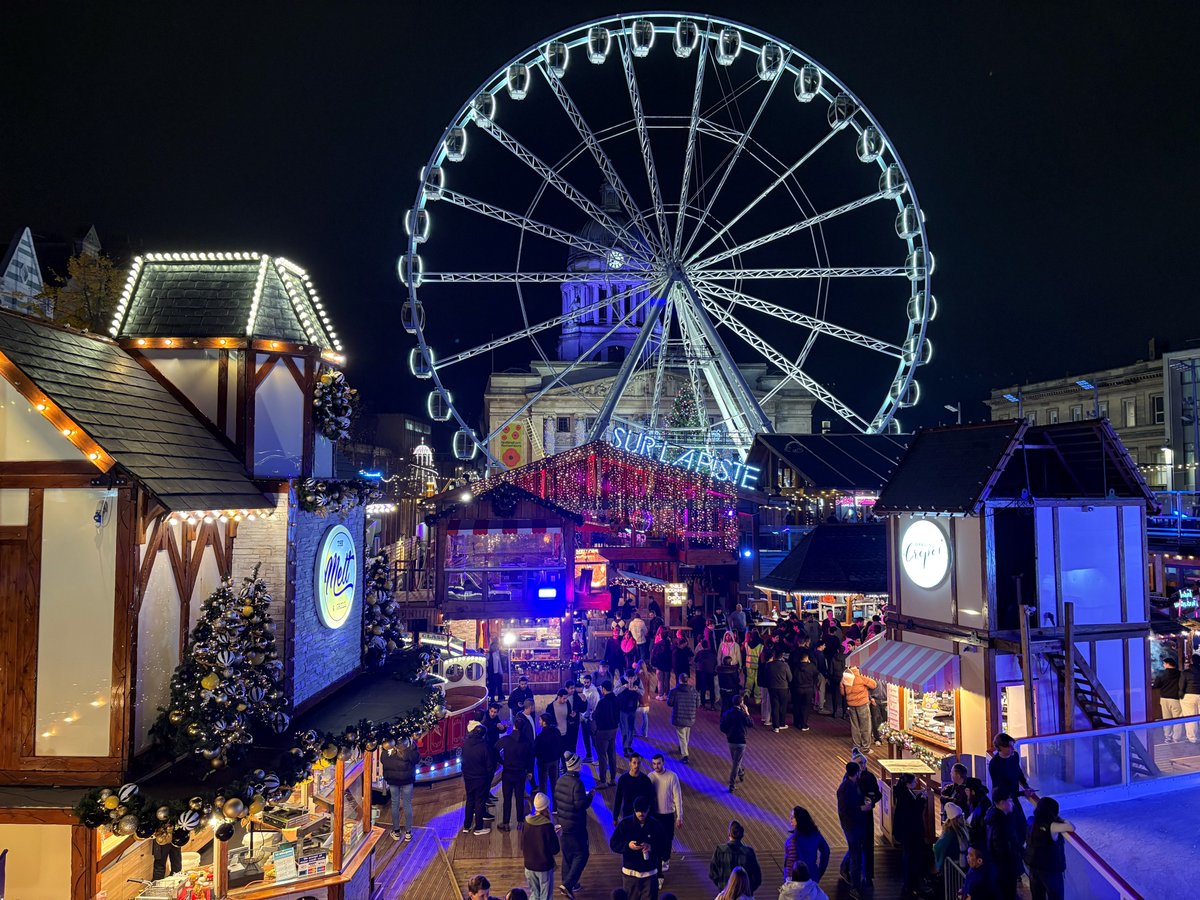 nottm_events's tweet image. Christmas has arrived at Old Market Square and #WinterWonderland is now open for the festive season ⛸️🎄

With cosy bars, ice skating, marshmallow toasting, Christmas Market stalls, and free entertainment 🎡☕️🎤 it’s more magical than ever!

Find out more: bit.ly/WinterWonderla…