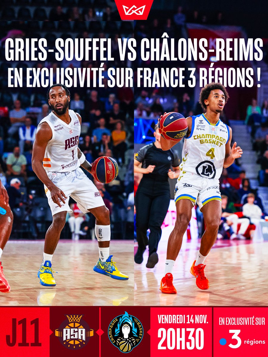 Un beau duel au programme ce soir 🔥
<a href="/basket_asa/">Alliance Sport Alsace</a> 🆚 <a href="/ChampBasketOff/">Champagne Basket 🧙‍♂️</a> 
📺 Match en exclusivité à 20h30 sur France 3 Régions !

#Elite2 #Basketball