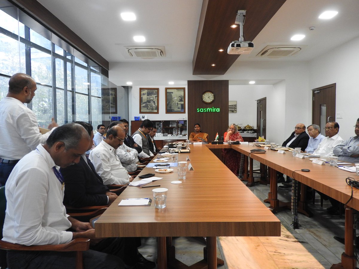 sasmira1950's tweet photo. Honored to host Smt. Neelam Shami Rao, IAS, Secretary, MoT, GoI &amp; Dr. M. Beena, IAS, Textile Commissioner, for a review of our activities. She guided us on going forward, addressed industry and start-up on PLI, PM MITRA &amp; NTTM schemes. Thank you for your visionary leadership! https://t.co/NzUAt8cdk5